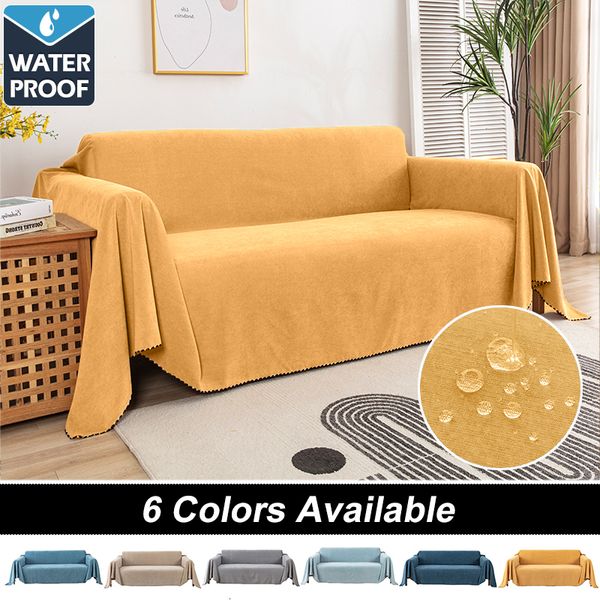 Sandalye su geçirmez kanepe battaniye çok amaçlı düz renkli mobilya kapağı dayanıklı kumaş tozu geçirmez anti -screts ev oturma odası dekor 230802