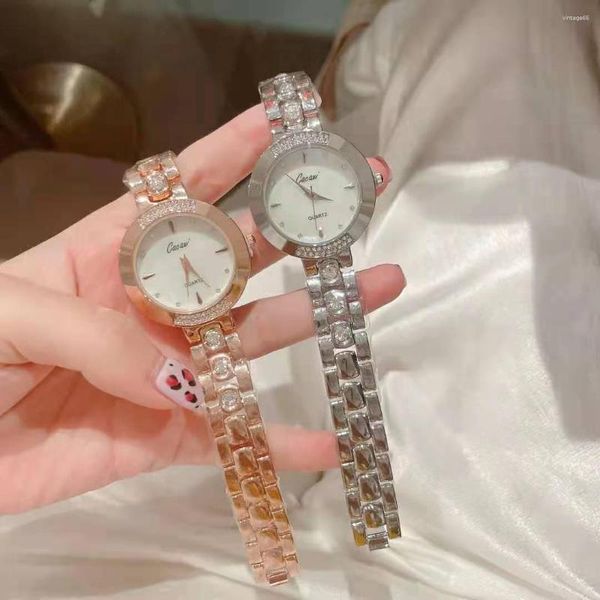 Armbanduhren Hochwertige Mode Damenuhren Quarz Gold Damenuhr Armband Kleid Armbanduhr Wasserdicht Einfach