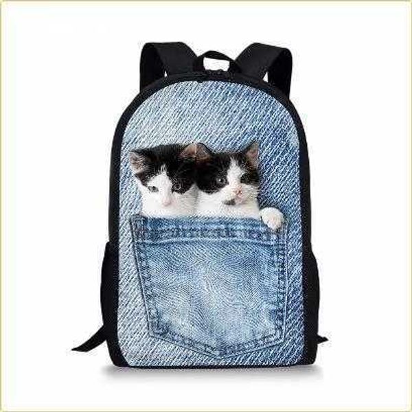 Mochila Spring Poached Cat Series 2 Masculina e Feminina Casual Oxford Impressa em 3D 230815