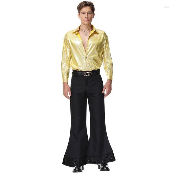 Costume a tema Uomo Adulto Vintage Golden Glitter Costumi di Halloween Abito da bar Nghtclub Abbigliamento da festa Vacanza Fancy Performance Dancewear