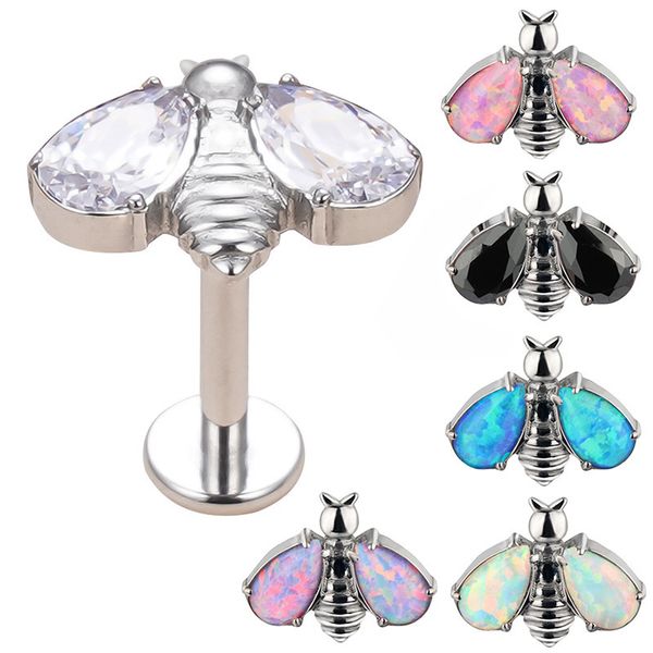 Labret-Lippenpiercing-Schmuck G23 PIERC CZ-Gepflasterte Oberseite, Bienen-Ohrstecker, Ohrknorpel, Tragus-Helix-Ohrstecker, gemütliche Ohrringe, Körper 230802