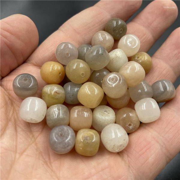 Pietre preziose sciolte 9 10mm Perle di barile di giada di seta dorata naturale per gioielli che fanno fai da te Bracciale con perline Collana di perline Charms Gioielli