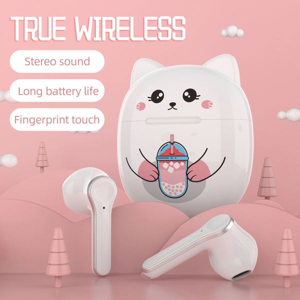 Özel Model T18A Kablosuz Bluetooth Kulaklık Sevimli Kedi İki Kulak Müzik Kulaklık Kulaklık Kaliteli Kulaklık