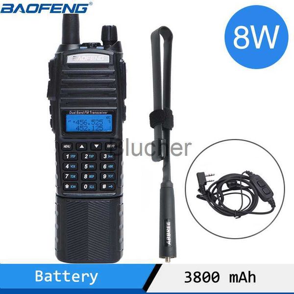 Walkie Talkie Baofeng UV82 mais 8 watts potente 8 W de alta potência Walkie Talkie 3800 mAh bateria com conector DC Dual Band 10 km rádio portátil x0802