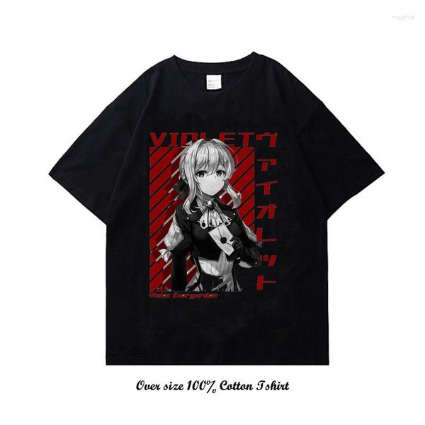 Camisetas Masculinas Violet Evergarden Anime Goth Plus Size Roupas Masculinas Femininas Gráfico Roupas Góticas Camisa Manga Curta Tops