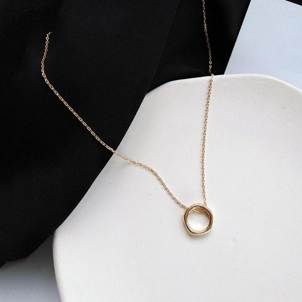 Anhänger Halsketten Einfache Gold Farbe Runde Halskette Für Frauen Geometrische Unregelmäßige Kreis Schlüsselbein Kette Metall Schmuck Collares feminino