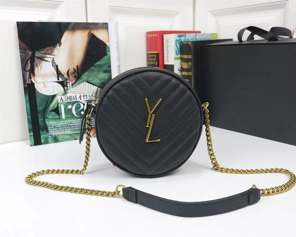 Luxe designertassen ronde tassen voor dames kaviaar echt leer gouden ketting schoudertas crossbody tas handtassen mode casual dameshandtas