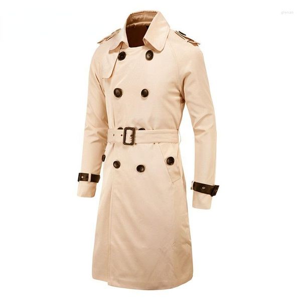 Männer Trenchcoats 2023 Mode Lässig Frühling Und Herbst Kleidung Boutique Europäischen Amerikanischen Lange Schlanke Zweireiher Stil Mantel