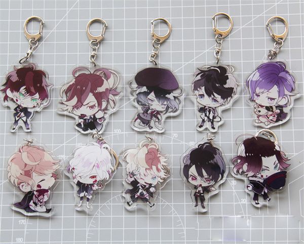 Ключевые кольца аниме любители Diabolik Ayato Kanato Laito Shu Reiji Ruki Subaru Keychain Keyring Halloween Cosplay Pendant Рождественская игрушка 230802