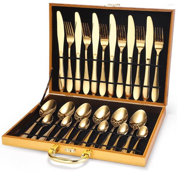 Geschirr Sets Gold Geschirr Besteck Set 304 Edelstahl Hause Abendessen Spiegel Gabel Löffel Messer Drop