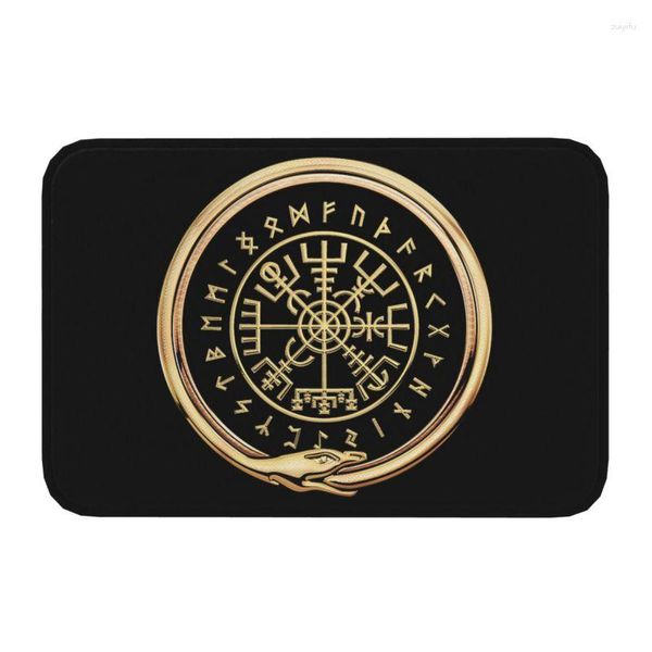 Tapetes Vegvisir Runic Viking Compass Porta do piso frontal Entrada Tapete de boas-vindas Cozinha ao ar livre Banheiro Capacho Quarto Tapete Tapete Almofada