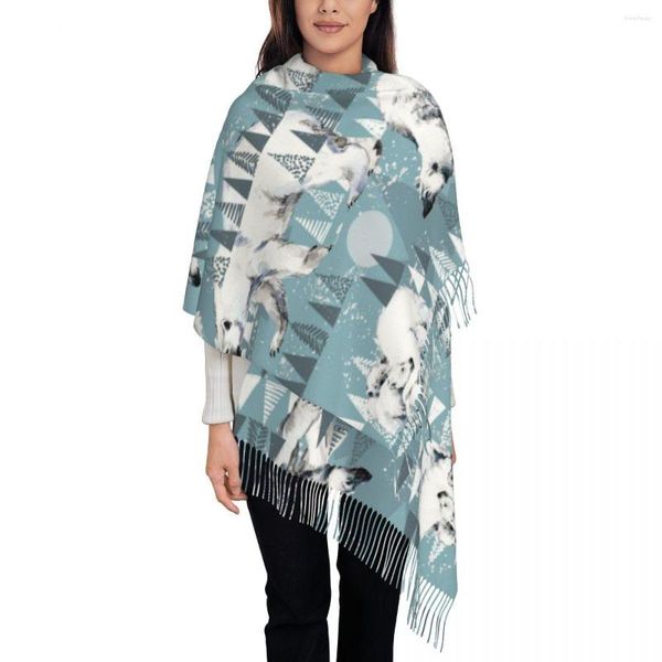 Sciarpe Inverno Orso Polare Acquerello North Wildlife Animali Selvatici Scialle Pashmina da Donna Avvolge Sciarpa con Frangia Lunga Grande