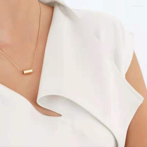 Подвесные ожерелья Joolim Jewelry Высококачественные PVD Оптовые простые густые полые трубы для женщин ожерелье из нержавеющей стали для женщин