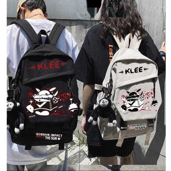 Bolsas de armazenamento Genshin Impact Klee Mochila Anime Cosplay Mochila escolar à prova d'água Oxford Kawaii Mochila Harajuku Bonito Homem Mulher Mochila de viagem