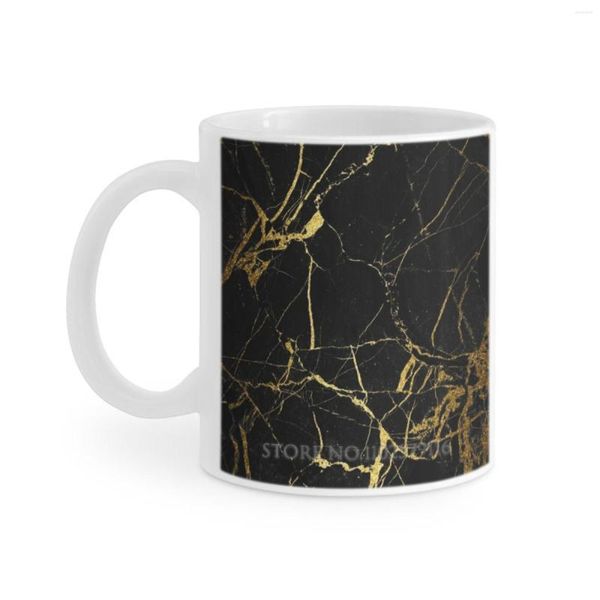 Tazze Oro e marmo nero Tazza bianca Tazze da caffè Tazza da tè Regalo di compleanno Latte Lusso Metallo prezioso Pietra