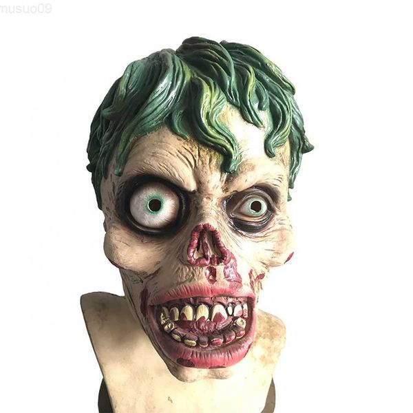 Party Masken Horror Zombie Maske Gruselige Grünhaarige Zombie Maske Halloween Neuheit Kostüm Party Latex Vollkopfmasken L230803