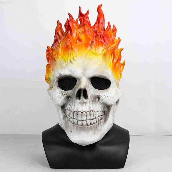 Маски для вечеринок кафе Halloween Ghost Rider Red and Blue Flame Skull Mask ужас призрак