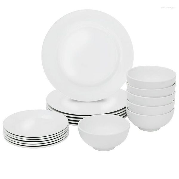 Servizio Piatti ZENSTYLE Set Cucina 18 Pezzi Porcellana Bianca 6 Pezzi Ciotole 12 Piatti Piatti