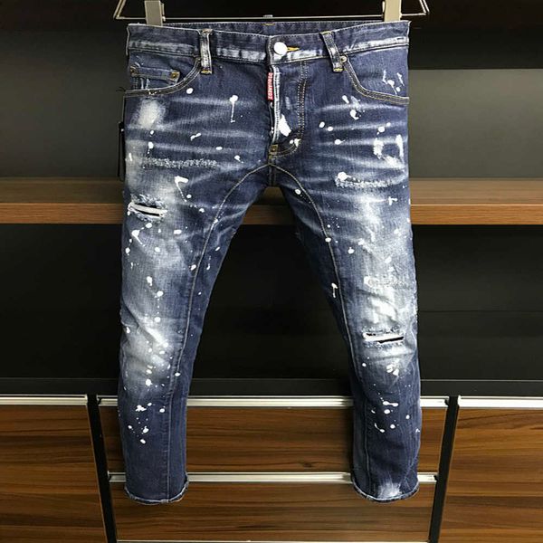 Neue Männer Jeans Loch Hellblau Dunkelgrau Marke Lange Hosen Hosen Streetwear Denim Skinny Slim Gerade Biker Jean für Frauen D2 Top Qualität 44-56 Größe Dsq