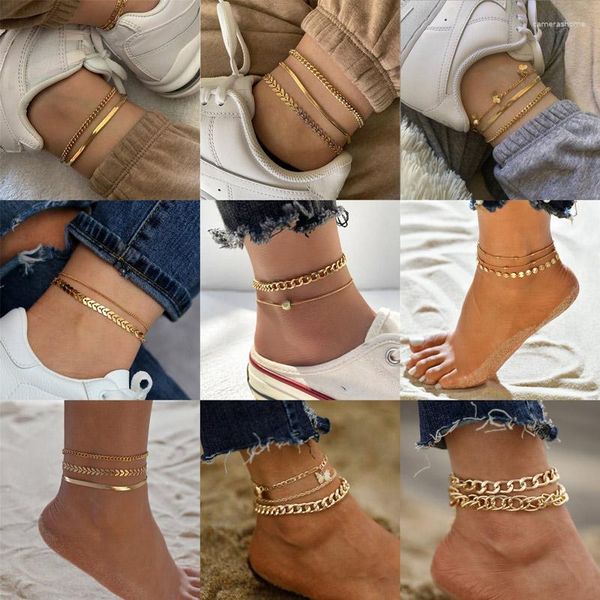 Неклеты Vagzeb Bohemian Vintage Snake Chain Anklet для женщин Лето-пляж Золотой