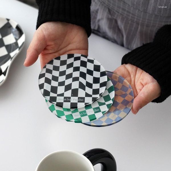 Tovagliette Vassoio per decorazione Scacchiera Tappetino per tazza Anti isolamento Piatti in acrilico Decorazioni per caffè Piatti Stoviglie per alimenti