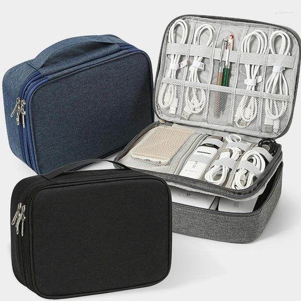 Sacos de armazenamento Organizador de cabos Acessório eletrônico portátil Usb Carregador de dados Plug Fios Bolsa de viagem à prova d'água Ferramentas