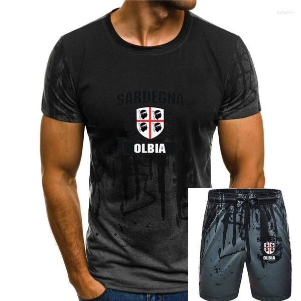 Fatos de treino masculinos 2023 Moda Casual Homens de alta qualidade Hip Hop Print T-Shirt J1287 Flag Sardinia City Olbia Letter Printed T-shirt