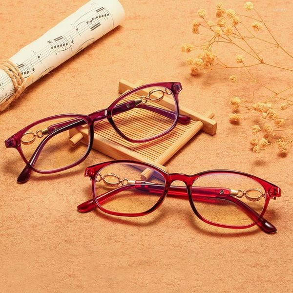 Güneş gözlükleri Grace Kadınlar Gözlük Okuyor Vintage Kırmızı/Mor Anti-mavi Anti-Blue Hafif Uzak Görme Optik Gözlük Kadın Moda Presbbiyopi Gözlükler