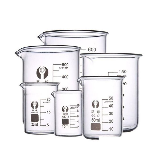 Laborbedarf Großhandel 1 Packung mit 10 Borosilikatglasbechern aller Größen Chemisches Experiment Laborausrüstung Drop Delivery Offic Dhntx