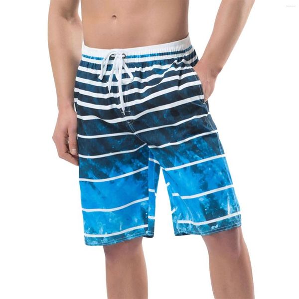 Erkek şort plaj kıyafeti gevşek hızlı kurutma yaz sörf pantolon çizgili büyük Hawaii Jean kesilmiş 8 yıllık teknoloji erkekler