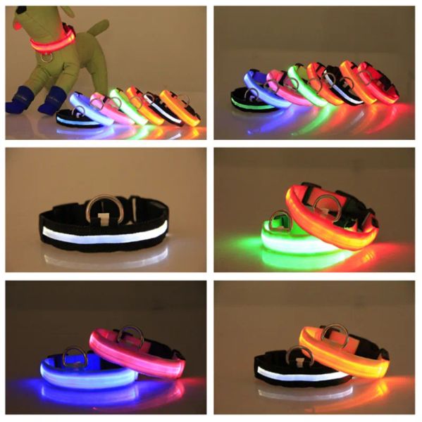 Nylon-LED-Hundehalsbänder, Nachtsicherheitslicht, blinkend, leuchtet im Dunkeln, kleine Haustierleine, Welpenhalsband, glänzend, sicher, Designer-Hundehalsketten, DHL LL