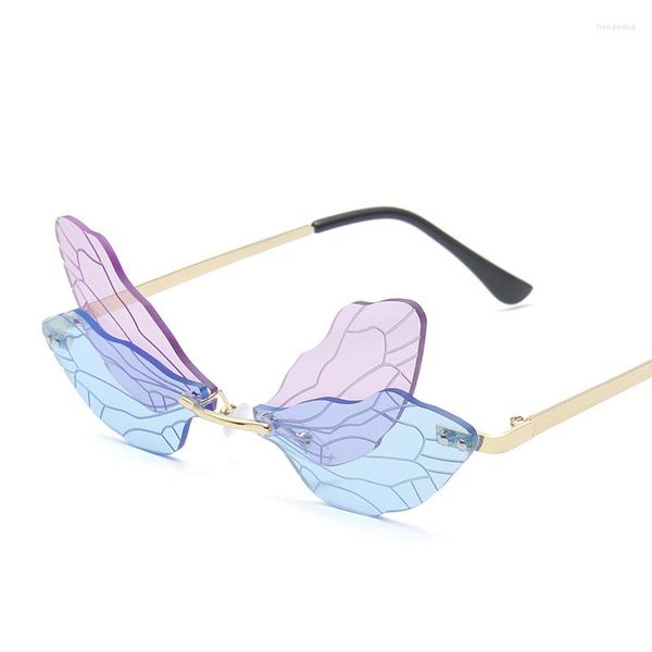 Sonnenbrille Schmetterling Lustig Randlos 2023 Im Trend Persönlichkeit Design Brille Frau Mann Party Festival Unregelmäßige Brillen