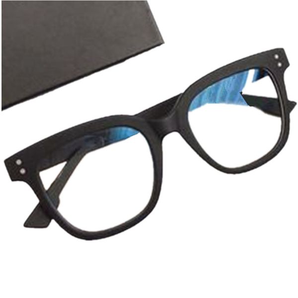 2023 Mode, prägnante Damen-Brille mit quadratischem Rahmen, leicht, dünner, Schnittplankenbrille, Unisex, 50201, 45 mm, dünner, kräftiger Vollrand für Korrektionsbrillen, komplettes Set-Etui