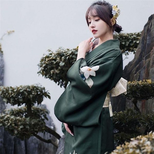 Roupas étnicas Japanes Quimonos Feminino Yukata Tradicional Show de Palco Traje Cosplay Haori Vintage Floral Robe Fancy Wear Vestido de Noite