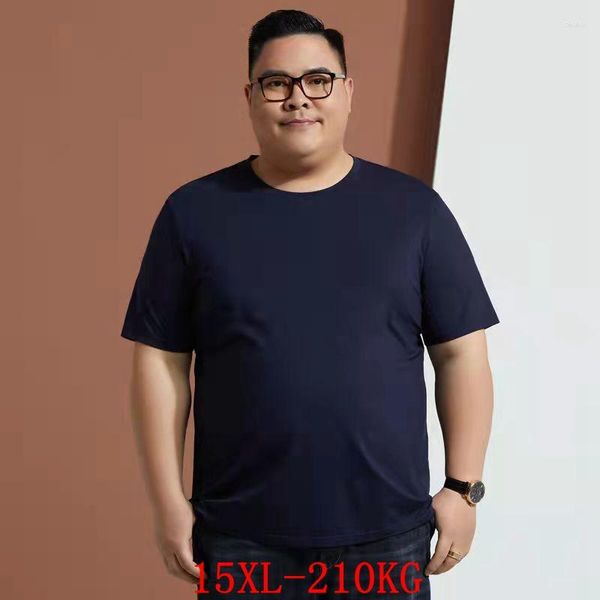 Erkek Tişörtleri Anginana Büyük T-Shirt 15xl 210kg Yaz 12xl 10xl 8xl Kısa Kollu Yuvarlak Boyun Gevşek Sıradan Siyah ve Beyaz Mavi Büyük Top