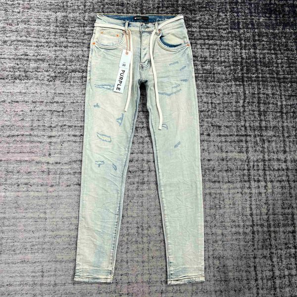 Erkekler Kot Mor Brand Moda Erkekler Serin Stil Lüks Tasarımcı Denim Pantolon Sıkıntılı Yırtık Biker Siyah Mavi Jean Slim Fit Motosiklet Boyutu 28-40OIBF