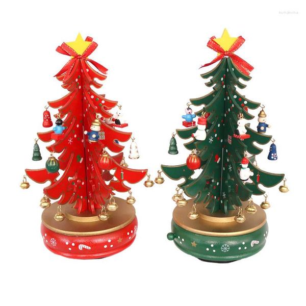 Decorações de Natal Caixa de música de ponta Bell Girlating Red Green Trees para Decoração de férias de presente de ano