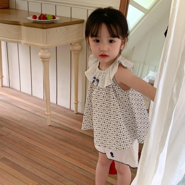 Kleidung Sets Kinder Set Koreanische Stile Mädchen Anzug Sommer Mode Baby Dünne Floral Ärmelloses T-shirt Top Shorts Casual Zwei stück