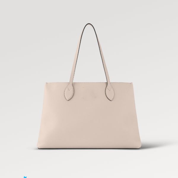 Bolsa de ombro feminina Explosion Bolsa Lockme Shopper M57346 Greige Couro de bezerro granulado turn lock Alças longas de couro Bolso central com zíper Designer de luxo