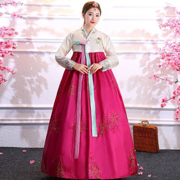 Abbigliamento etnico Costume tradizionale coreano ricamato Hanbok di corte antico Abito da donna Costume nazionale per spettacoli di danza teatrale