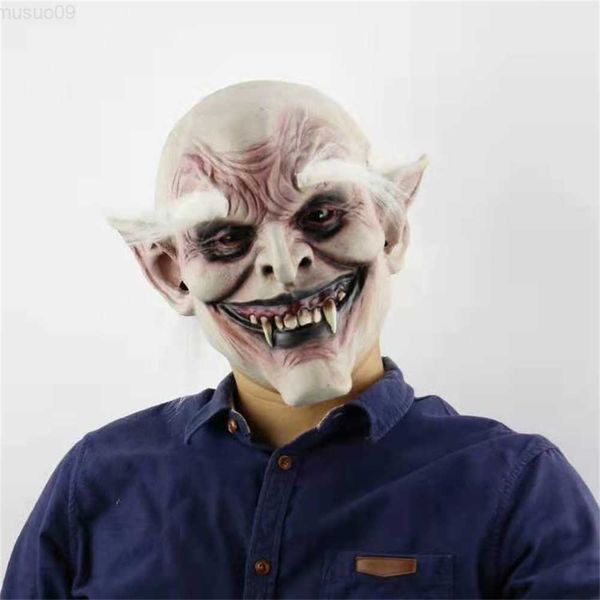 Máscaras de festa Halloween Horror Latex Ghost Mask Fantasia Festa Máscara branca de sobrancelha Zombie Presente de feriado Adereços complicados L230803