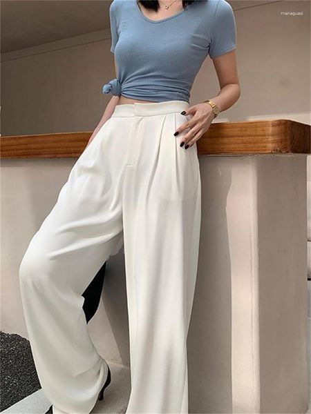 Женские брюки Прайс цена женщин с высокой талией белые брюки. Женские женщины простые прямые офисные брюки.