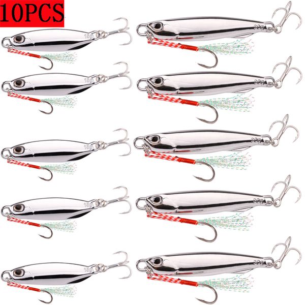 Baits Lures 10PCS Angelköder Set Jigs 20G 30G 40G Jigbait Lure Versilberung Shore Cast Decoys Metallköder Künstliche Pesca 230802