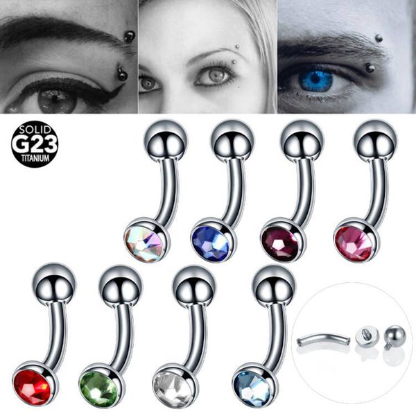 Labret Lip Piercing Jóias 10PcsLote Crystal Gem Eyebrow Piercings Anéis Roscados Internamente Brincos Curvos Banana Sexy Íntimo 230802