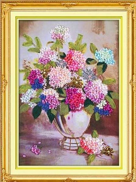 Çin tarzı ürünler çiçekler şerit nakış resimleri duvar sanat ev dekor DIY el yapımı iğne işi seti nakış daire aracı hediye olarak