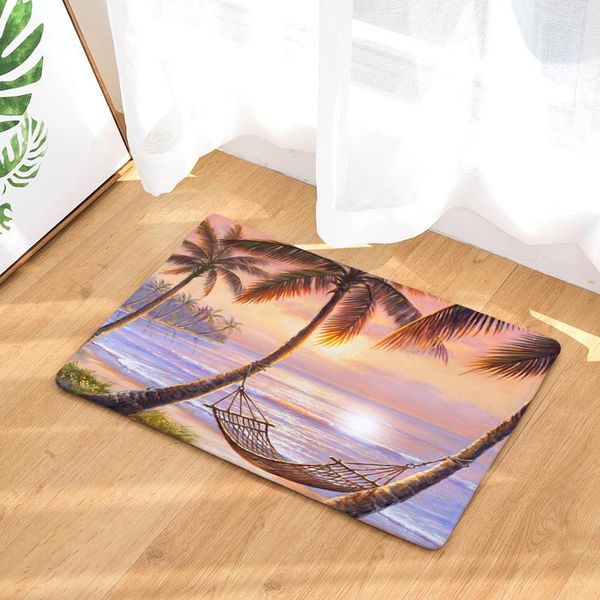 Tappeti CAMMITEVER Coconut Tree Beach Tappeti panoramici Tappeto paesaggistico Tappeto soffice Casa Camera da letto Bagno Pavimento Porta Tappetino caldo per giochi per bambini