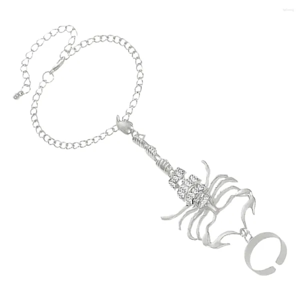 Charm Pulseiras Jóias Anel de Mão Dedo de Escorpião Pulseira Feminina Flash Perfuração Corrente