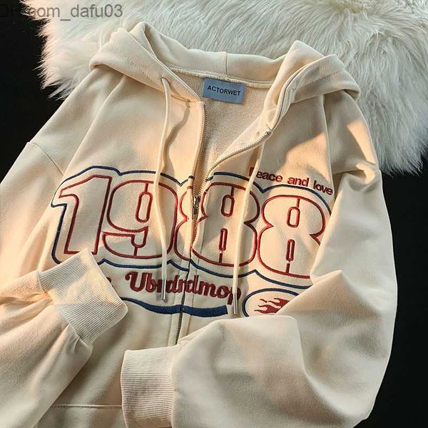 Erkek Hoodies Sweatshirts y2k Mektuplar hırsız kadın moda tembel stil çift Amerikan vintage tüm eşleşen ceket kapüşonlu kazak Z230803