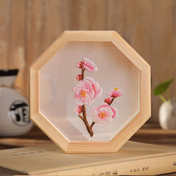 Produkte im chinesischen Stil, chinesische DIY-Stickerei mit Rahmen, Blumen-Lotus-Muster, bedruckter transparenter Stoff, Kreuzstich, Handarbeiten, Nähen, Heimdekoration