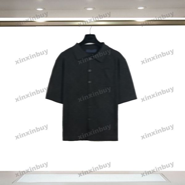xinxinbuy Men designer Tee t shirt 23ss Paris Lace Letra oca manga curta algodão feminino branco azul verde S-XL